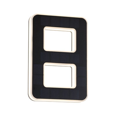 Rectangular black solar light with two rectangular cutouts and warm white LED frame