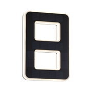 Modern black rectangular LED light panel with warm white illumination and integrated solar cells