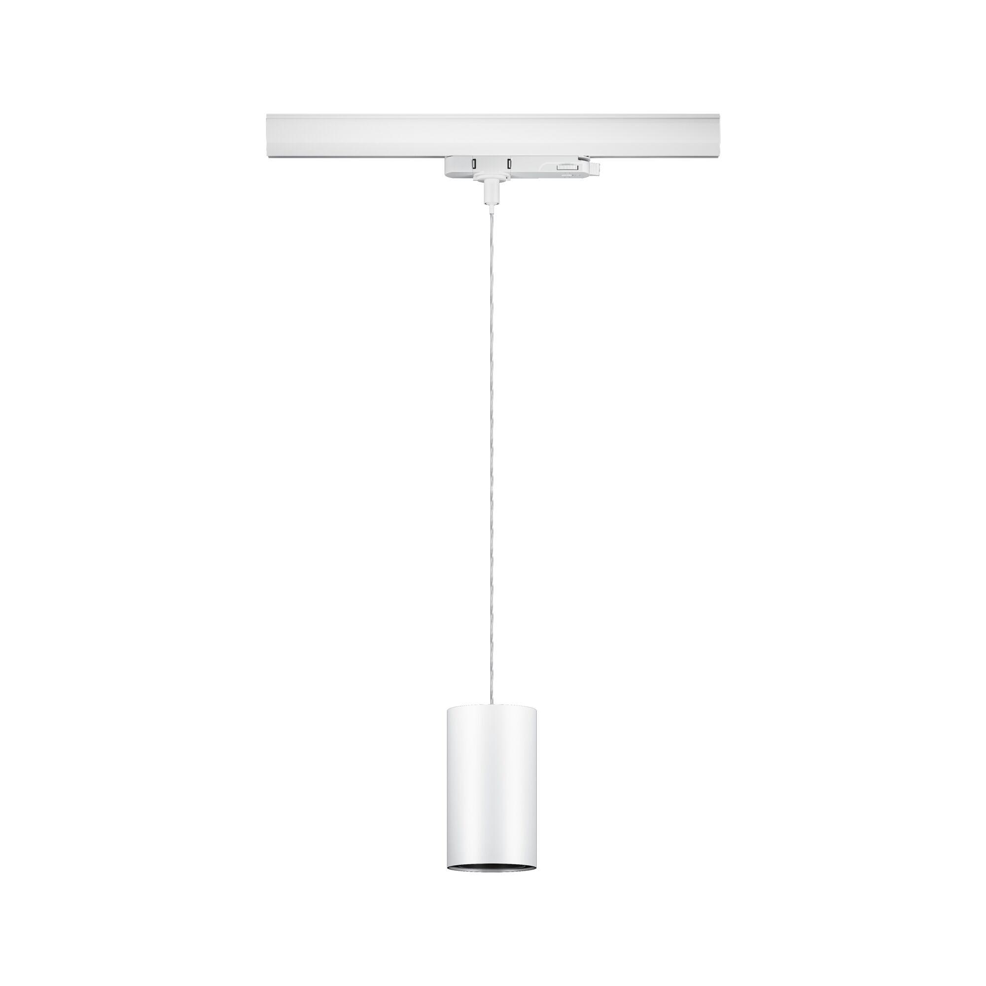 Weiße LED-Pendelleuchte aus Metall mit zylindrischem Design für moderne Innenbeleuchtung