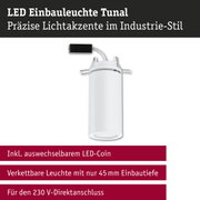 Weiße LED Einbauleuchte Tunal mit präzisen Lichtakzenten im Industrie-Stil und 45 mm Einbautiefe