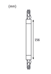 Technische Zeichnung eines 156 mm langen elektrischen Verbinders mit Anschlussklemmen