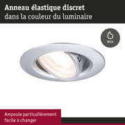 Spot encastré argenté avec anneau élastique et indice IP23 pour éclairage de salle de bain