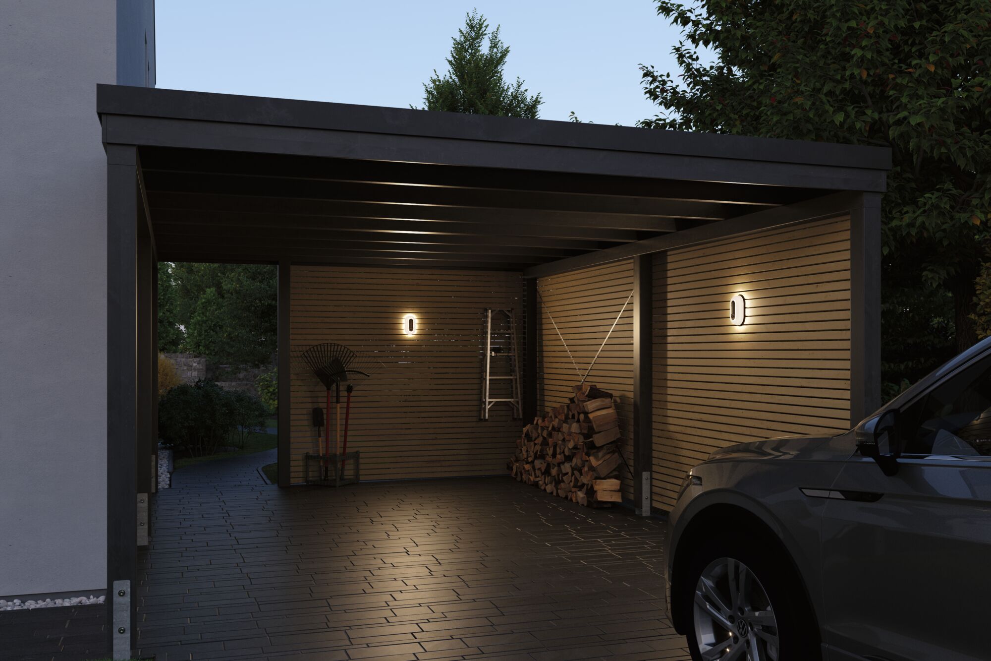 LED-wandarmatuur voor buiten Elunor incl. bewegingsmelder IP65 langwerpig 122x212mm 2200 - 4000K 18,5W 1445lm 230V Antraciet/Wit Polycarbonaat