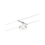 Moderner weißer LED-Seilstrahler aus Metall mit rundem Leuchtkopf für flexible Beleuchtung