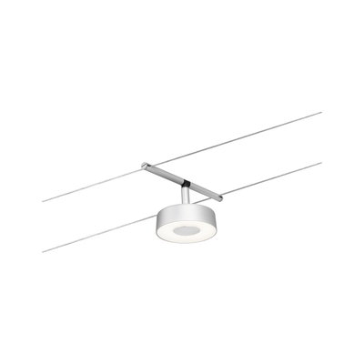 Modern white metal LED cable spotlight with round light head for flexible lighting solutions