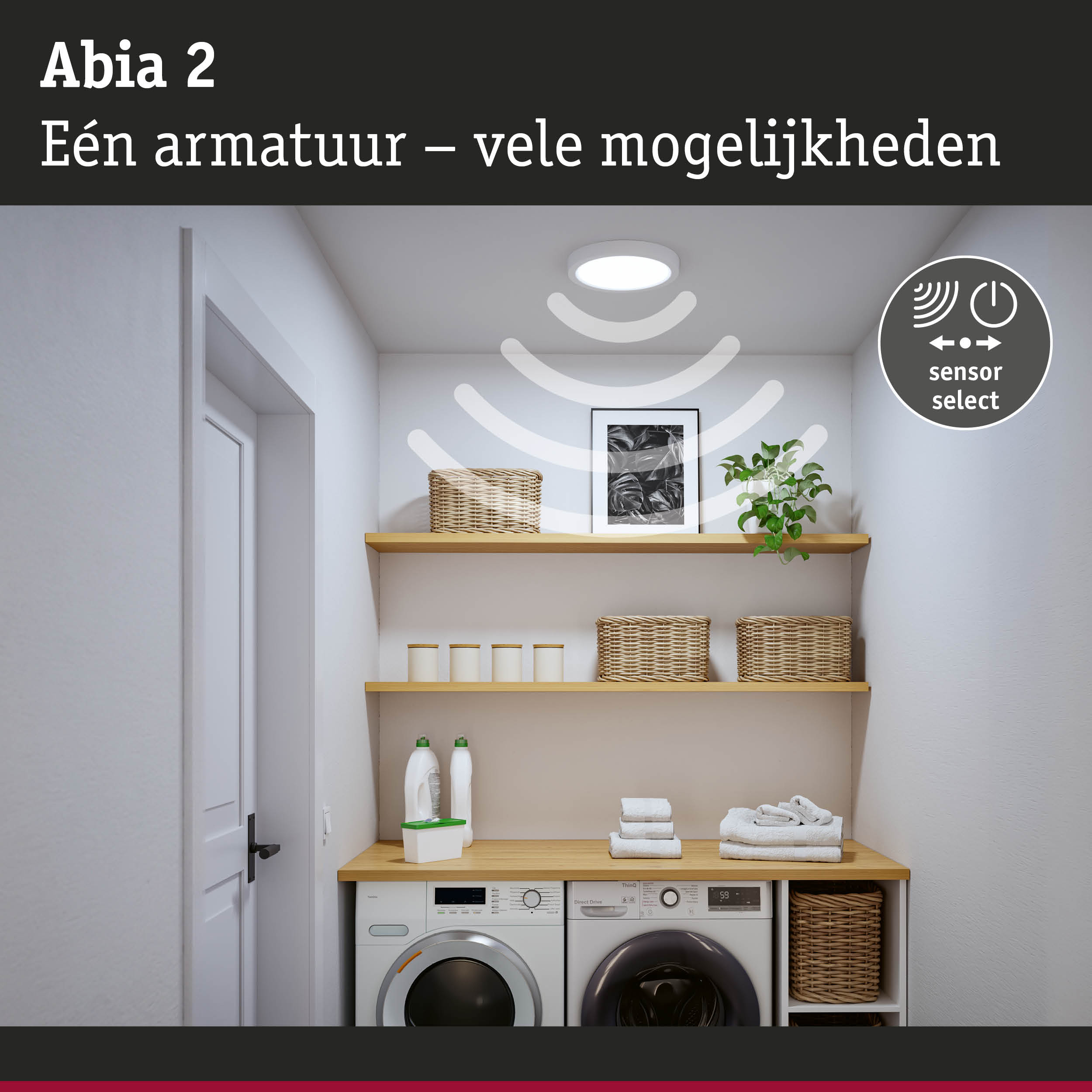 Abia 2 witte plafondlamp met sensor voor veelzijdige verlichtingsmogelijkheden en energiebesparing