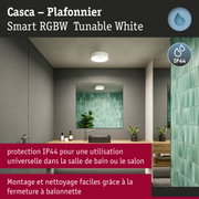 Plafonnier Casca blanc avec protection IP44 pour salle de bain et salon, montage et nettoyage faciles