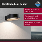 Applique murale noire en matériau de haute qualité, résistante à l'eau de mer pour usage extérieur