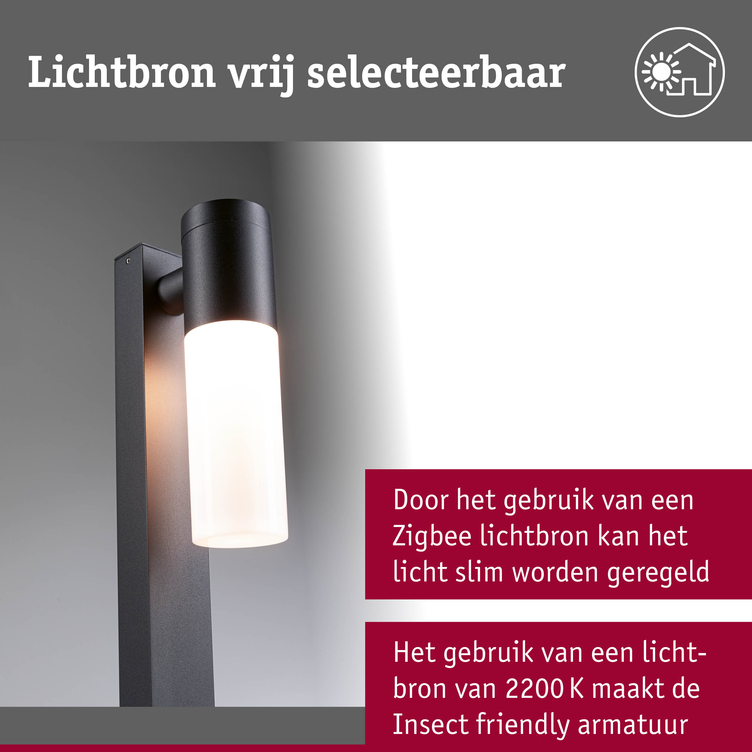Zwarte metalen buitenwandlamp met witte glazen kap, energiezuinige LED-verlichting