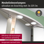 Ultradunne meubel inbouwlampen met warm wit LED-licht 3x 225 lumen voor perfecte verlichting