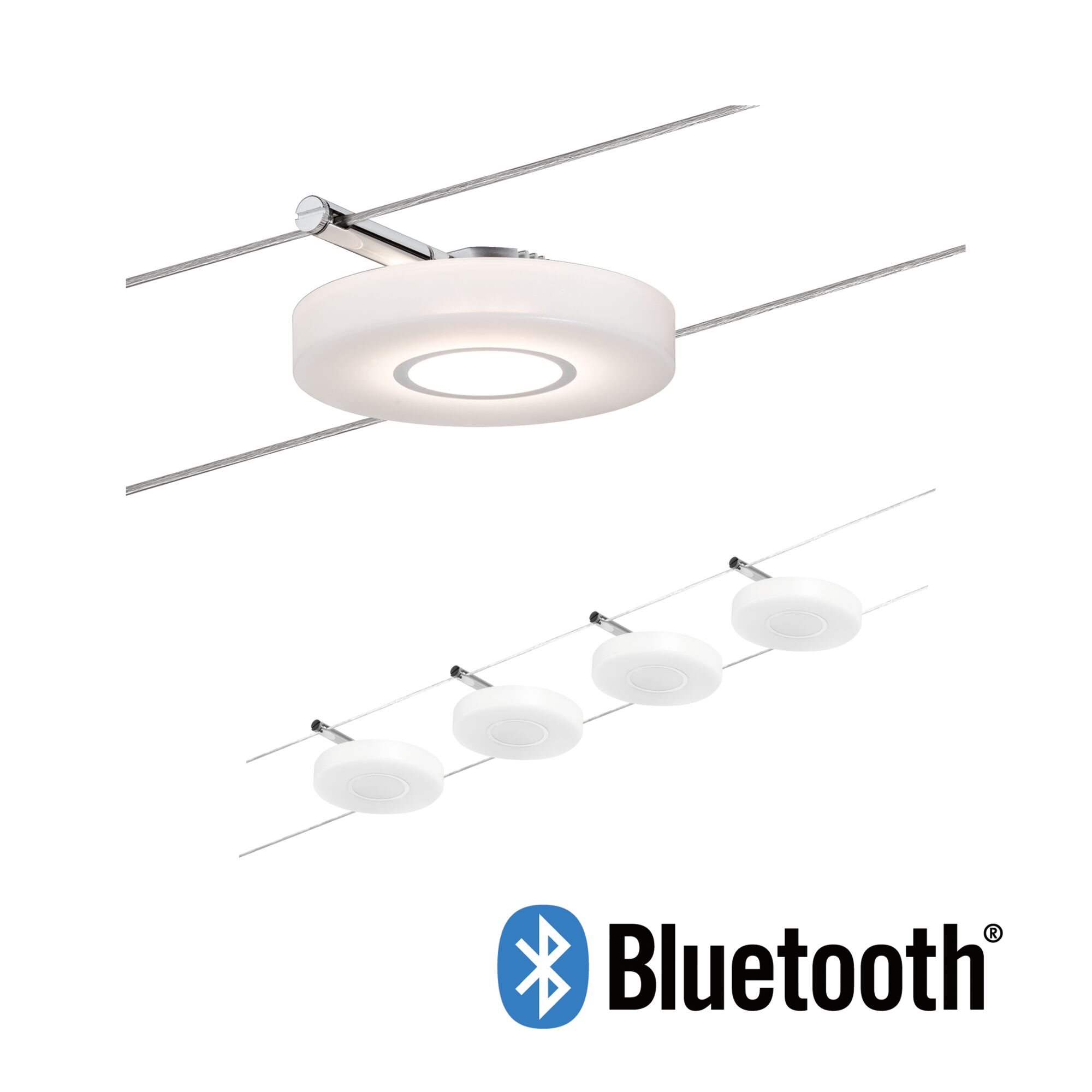 LED-wiresystem Smart Home Bluetooth DiscLED I Basissæt 4x200lm 4x4W Tunable White dæmpbar 230/12V Satin