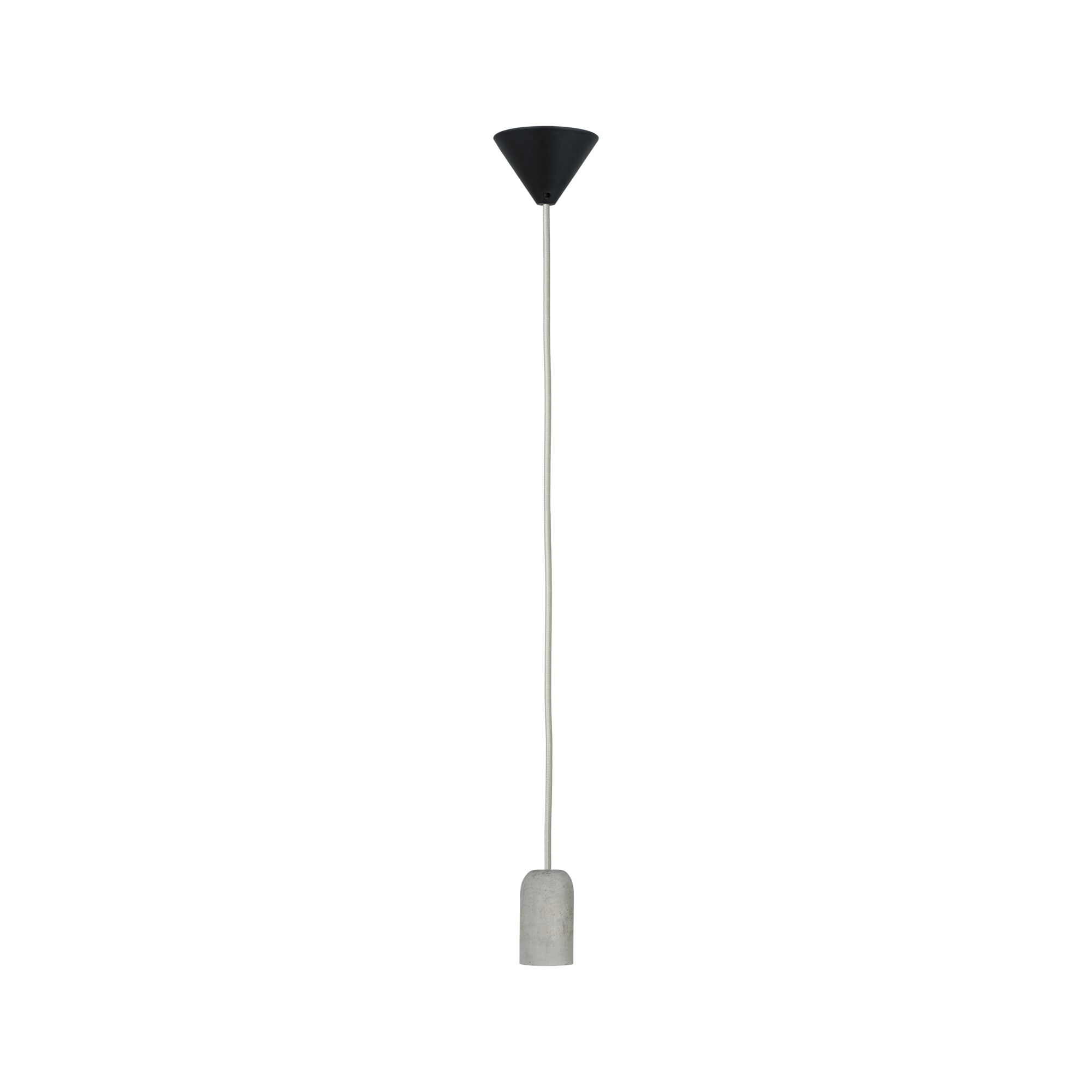 Suspension minimaliste en béton gris avec support de plafond noir pour éclairage intérieur moderne