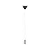 Minimalist pendant light in grey concrete with black ceiling mount for modern interior lighting