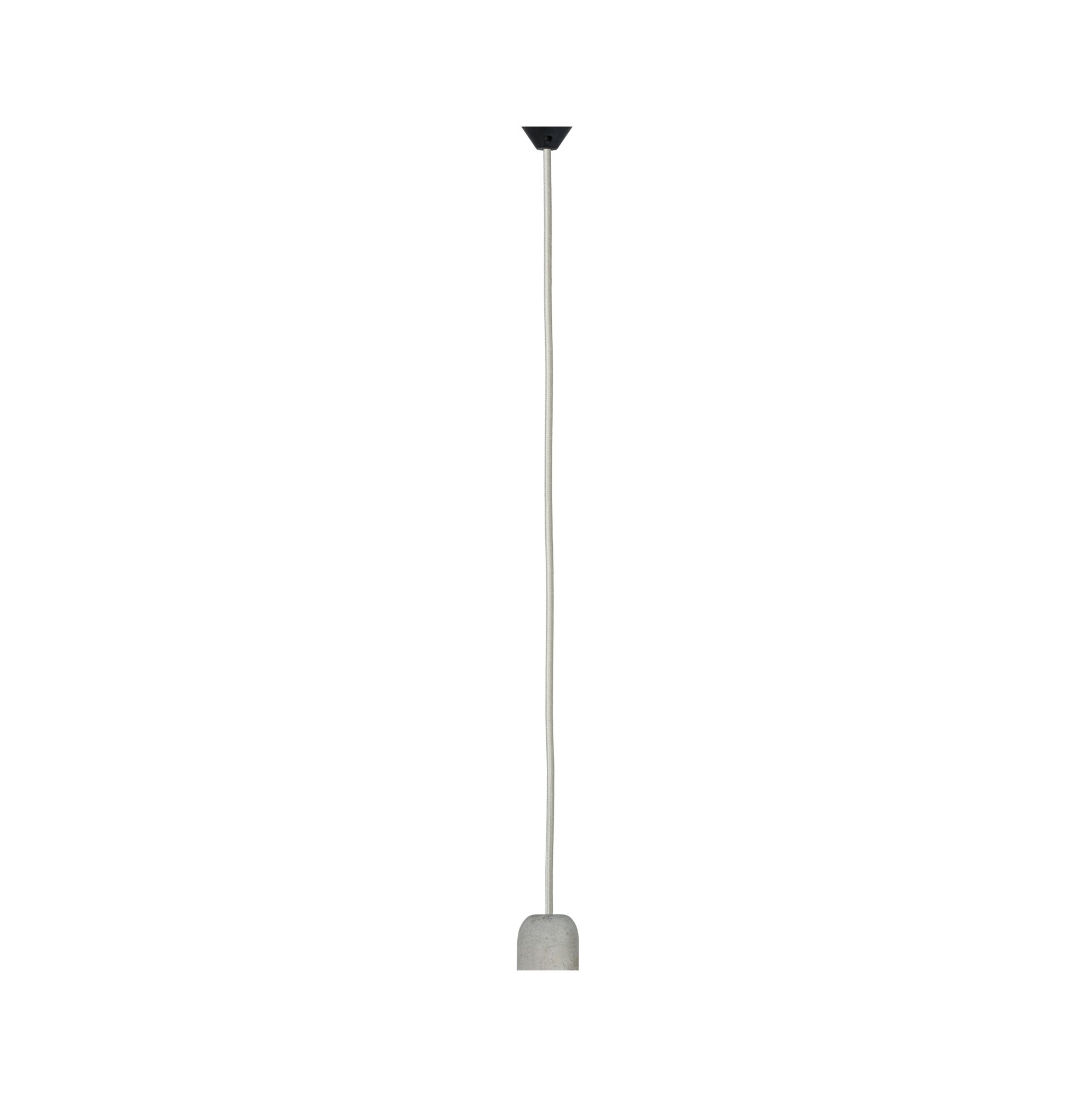 Hanglamp van grijs beton met witte textielkabel voor moderne interieurs