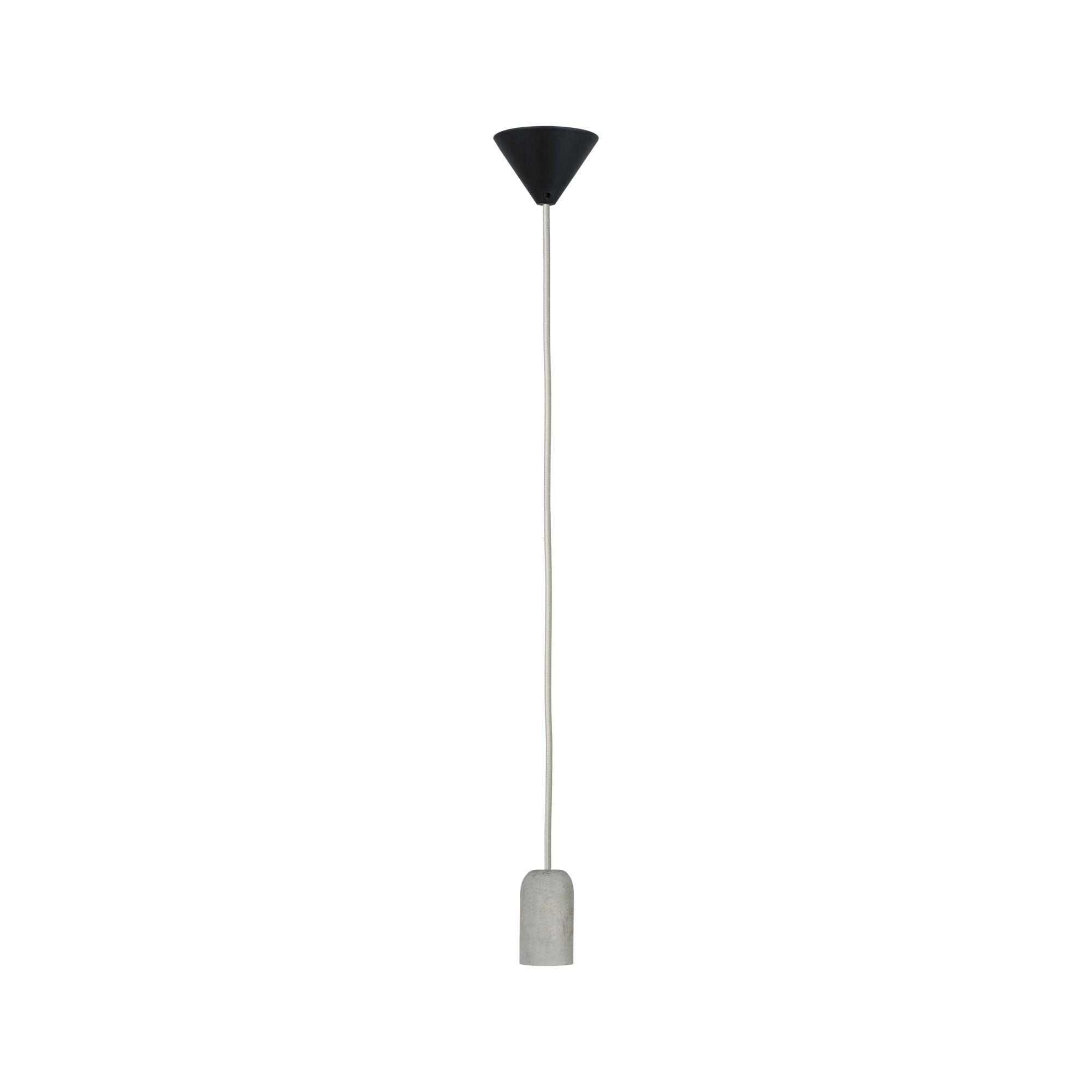 Hanglamp van grijs beton met witte textielkabel voor moderne interieurs