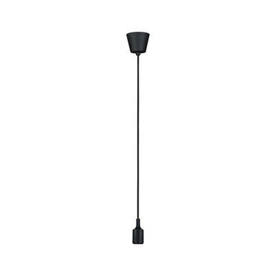 Suspension noire en métal avec long câble pour éclairage intérieur moderne