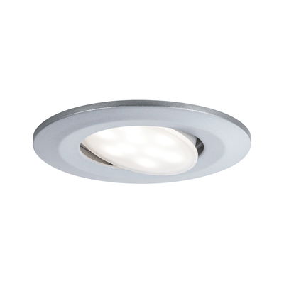 Round recessed LED spotlight in silver metal with white light for modern indoor lighting solutions