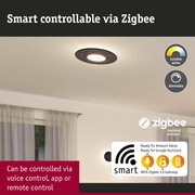 Smart controllable ceiling light with black metal frame, dimmable and Zigbee compatible