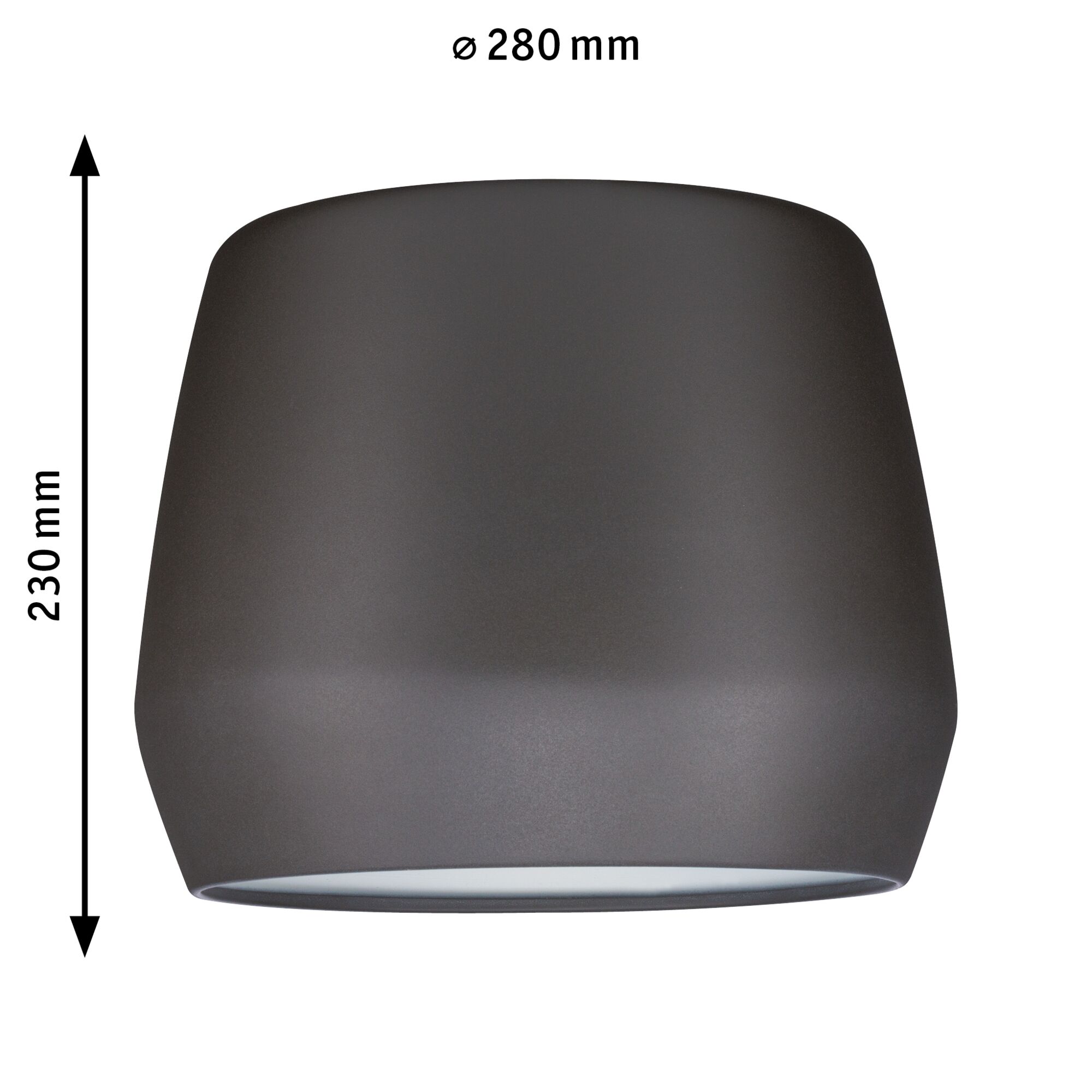 Grey modern metal ceiling light cover with 280 mm diameter and 230 mm height
