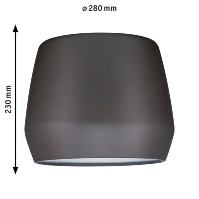 Grey modern metal ceiling light cover with 280 mm diameter and 230 mm height