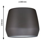 Grijze moderne metalen plafondkap met 280 mm diameter en 230 mm hoogte
