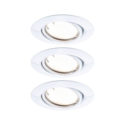 Trois spots encastrés blancs en plastique avec tête orientable pour un éclairage LED flexible