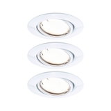 Drie witte inbouwspots van kunststof met verstelbare kop voor flexibele LED-verlichting