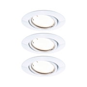 Trois spots encastrés blancs en plastique avec tête orientable pour un éclairage LED flexible