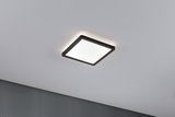 Modern square LED ceiling light with black frame and warm white light for living spaces
