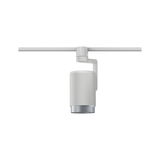 Moderne witte metalen LED-spot met zilveren rand voor railsverlichtingssystemen