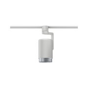 Modern white metal LED spotlight on track system for flexible lighting solutions