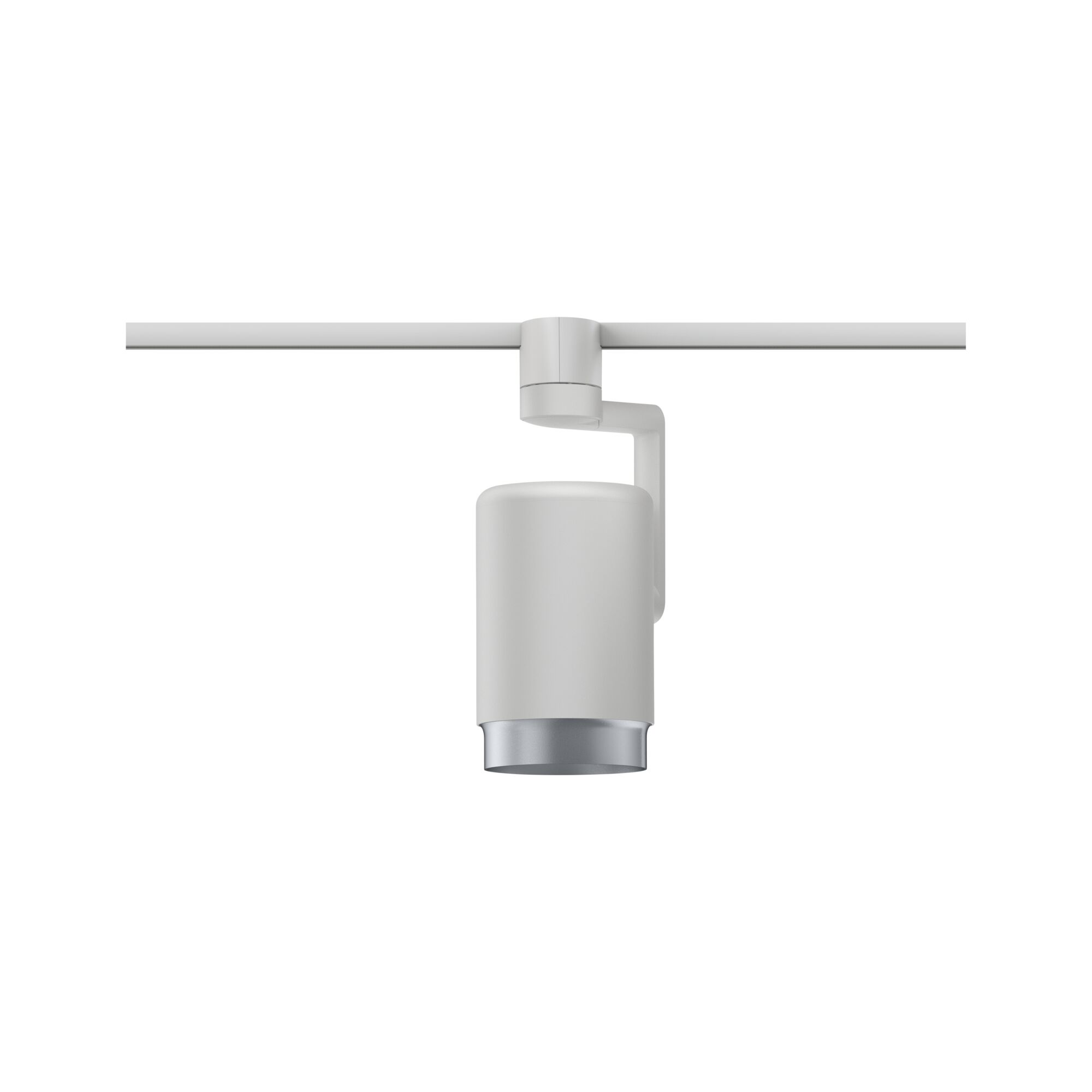 Moderner weißer LED-Spot aus Metall mit Schienensystem für flexible Beleuchtung