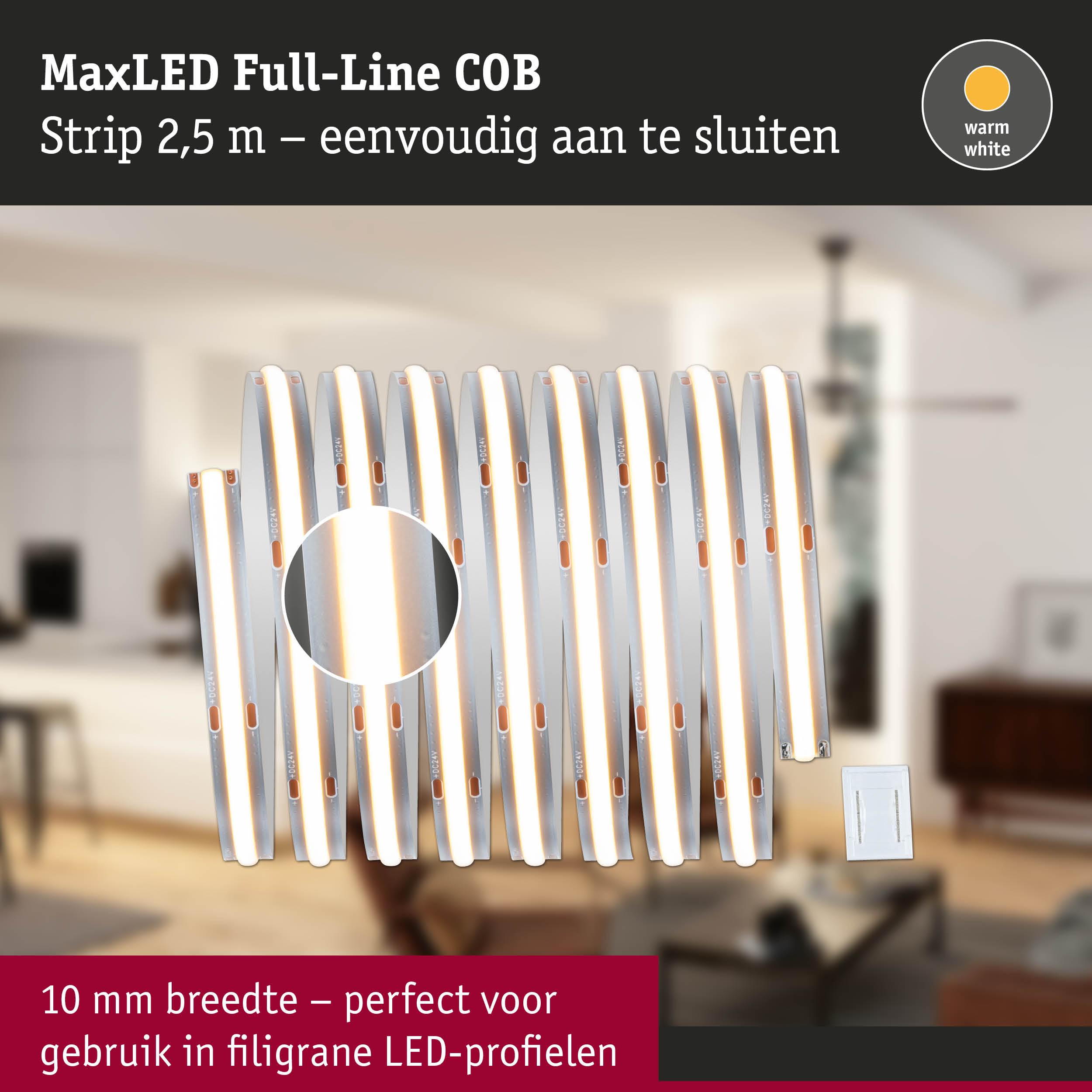 MaxLED Full-Line COB LED-strip 2,5 m warm wit, 10 mm breed voor fijne LED-profielen