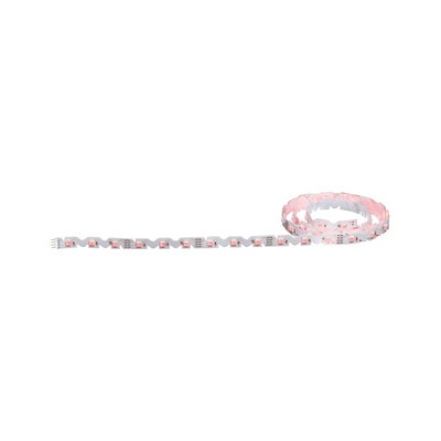 Flexible LED strip light with red LEDs on white base for decorative lighting applications