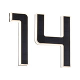 Moderne sorte solcelle-LED-husnumre 1 og 4 med hvid ramme til udendørs belysning