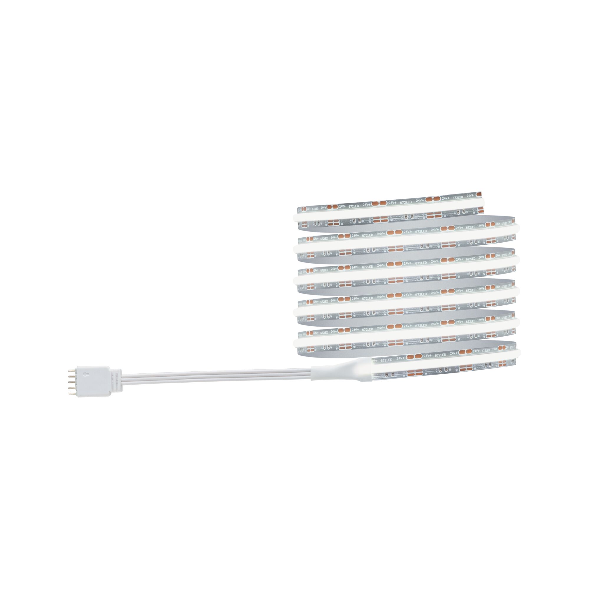 Bande LED flexible avec câble blanc et connecteur 4 broches pour éclairage intérieur moderne