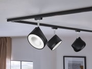 Schwarze LED-Deckenleuchte mit verstellbaren Spots aus Metall für moderne Raumbeleuchtung
