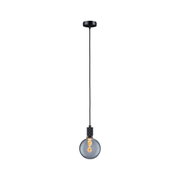 Modern pendant light with black cord and smoked glass globe for stylish home lighting
