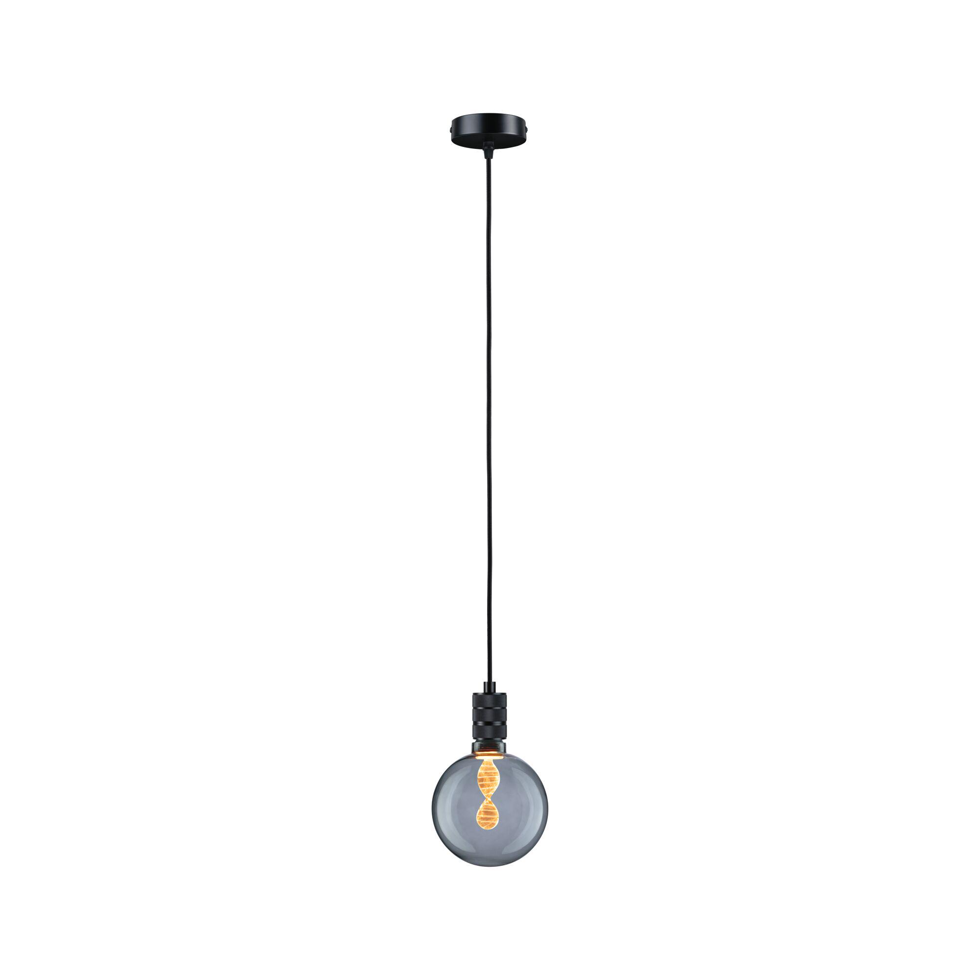 Modern pendant light with black cord and smoked glass globe for stylish home lighting