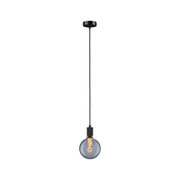 Modern pendant light with black cord and smoked glass globe for stylish home lighting