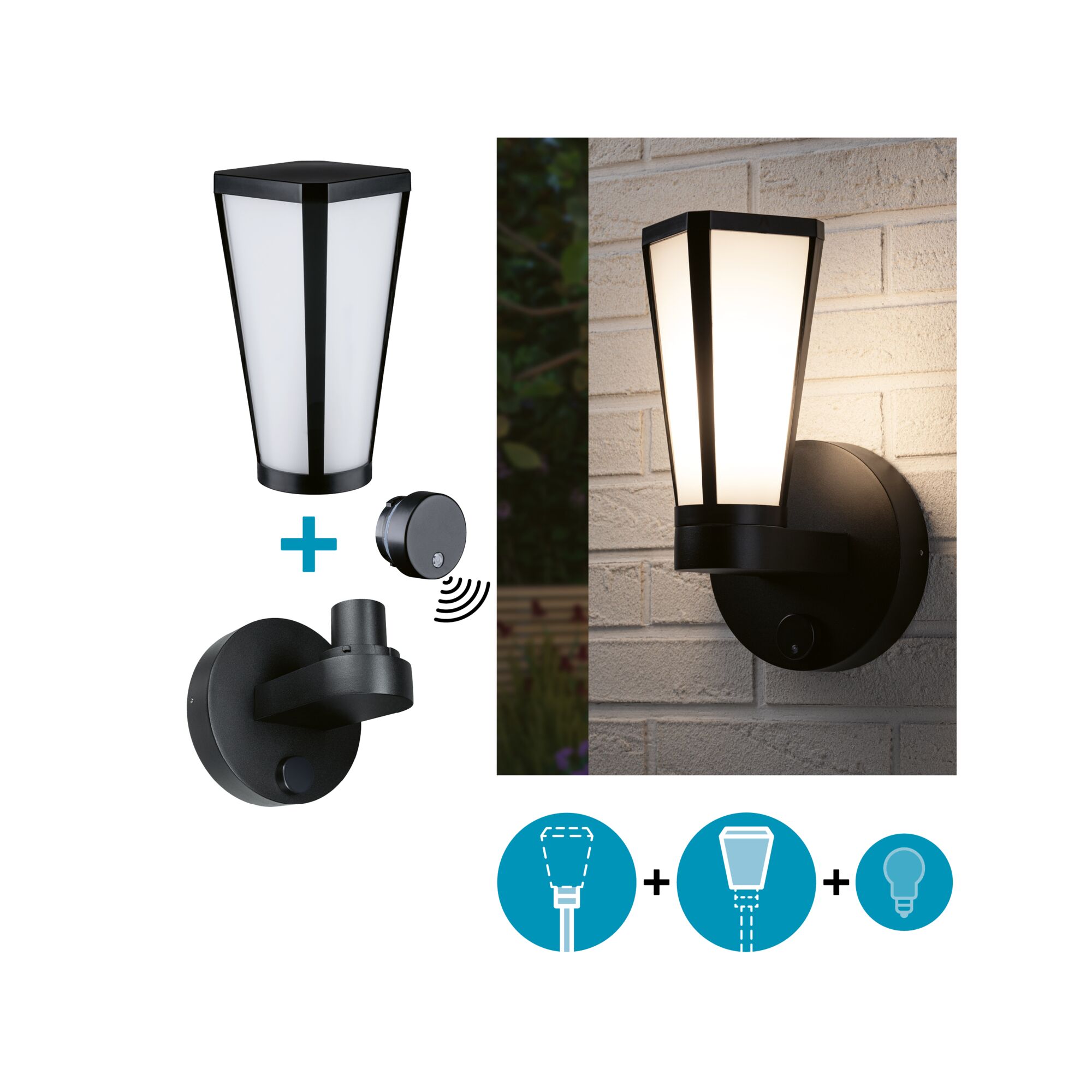 Set ModuShine Wandhalter Mavira mit Sensor Anthrazit