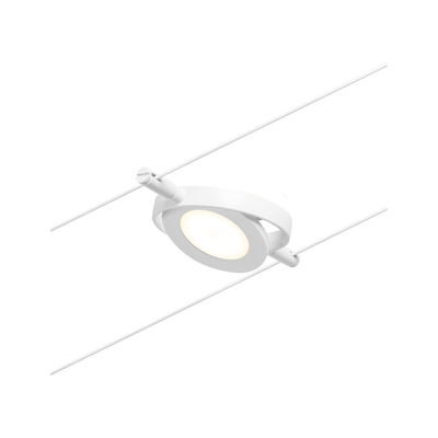 White metal LED cable spotlight with round light head for flexible lighting solutions