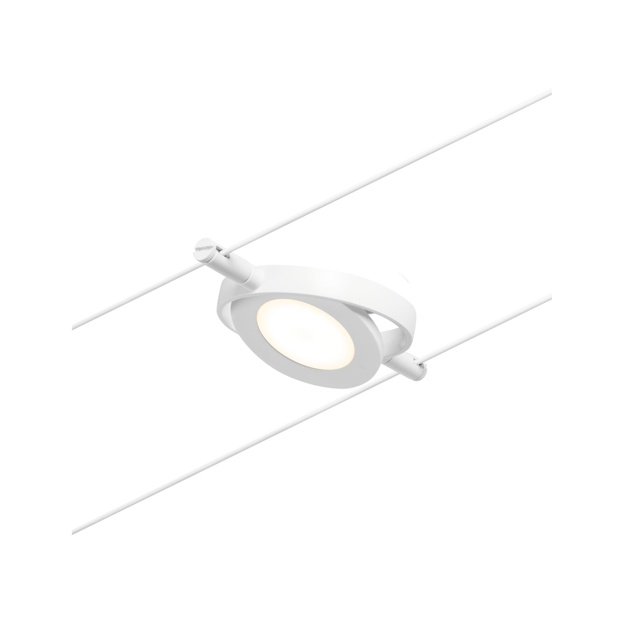 White metal LED cable spotlight with round light head for flexible lighting solutions