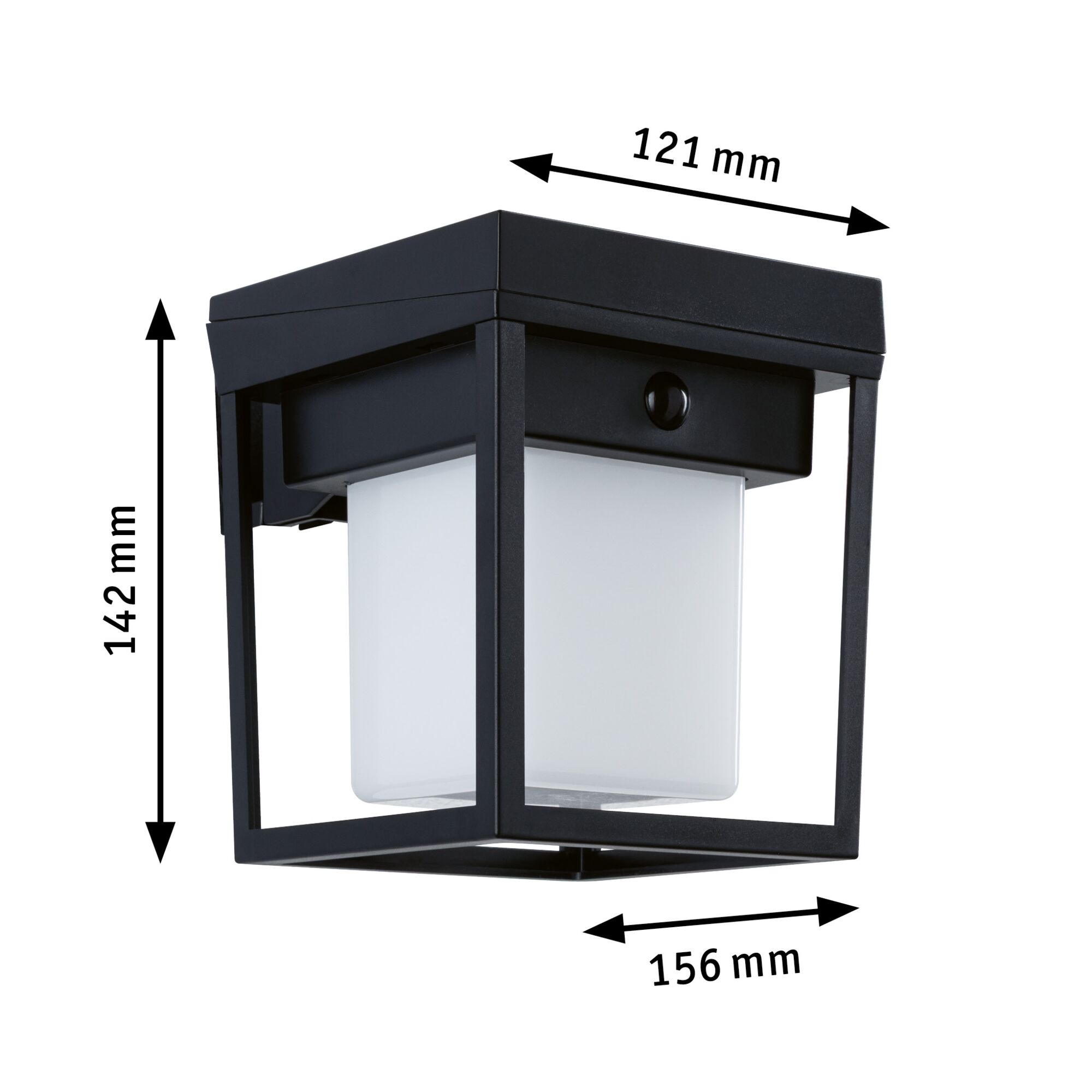 Solar LED-wandarmatuur voor buiten Ferrara IP44 hoekig 121x156mm 3000K 4,2W 400lm 3,7V Zwart