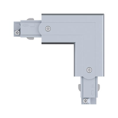 Grauer Aluminium-Winkelverbinder mit Schrauben für Schienensysteme zur flexiblen Lichtinstallation