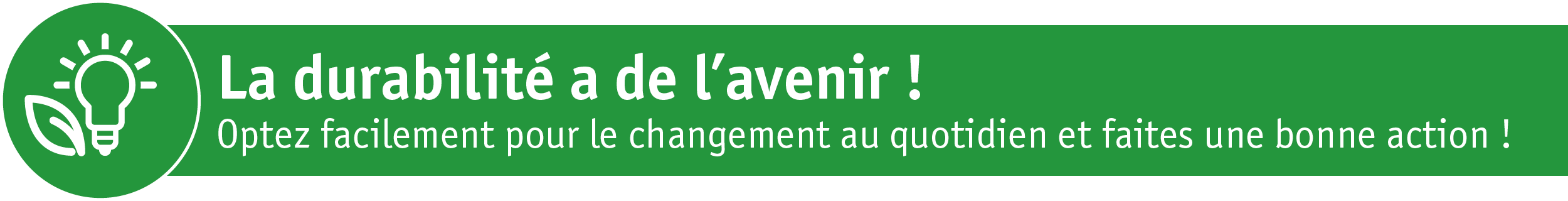 Bannière verte avec icône d'éclairage LED durable et texte sur l'avenir de l'efficacité énergétique