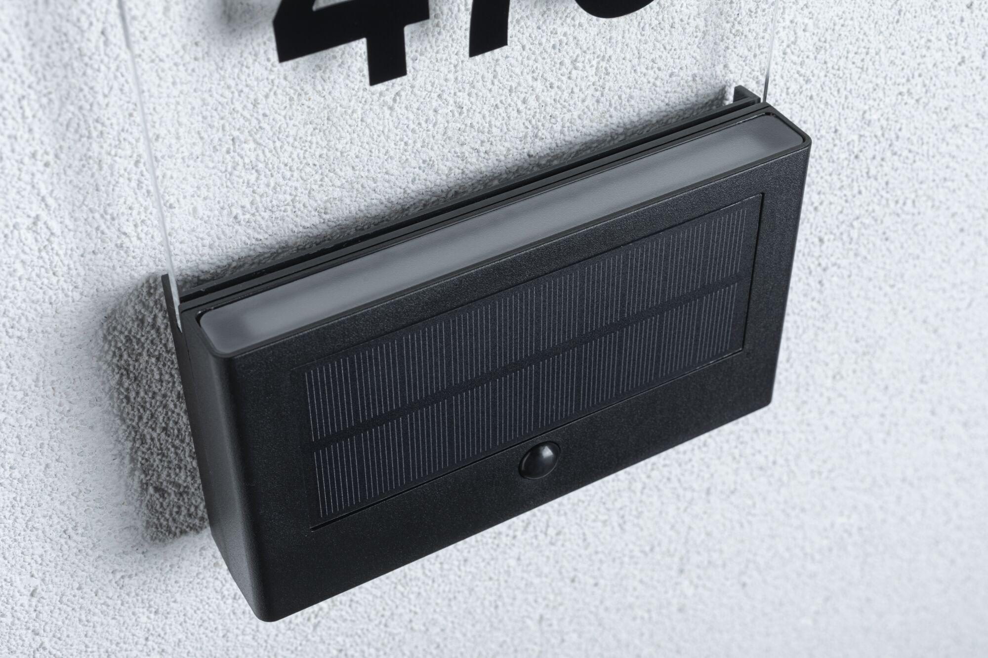 Solar LED Hausnummernleuchte Neda Bewegungsmelder insektenfreundlich IP44 2200K 18lm Anthrazit