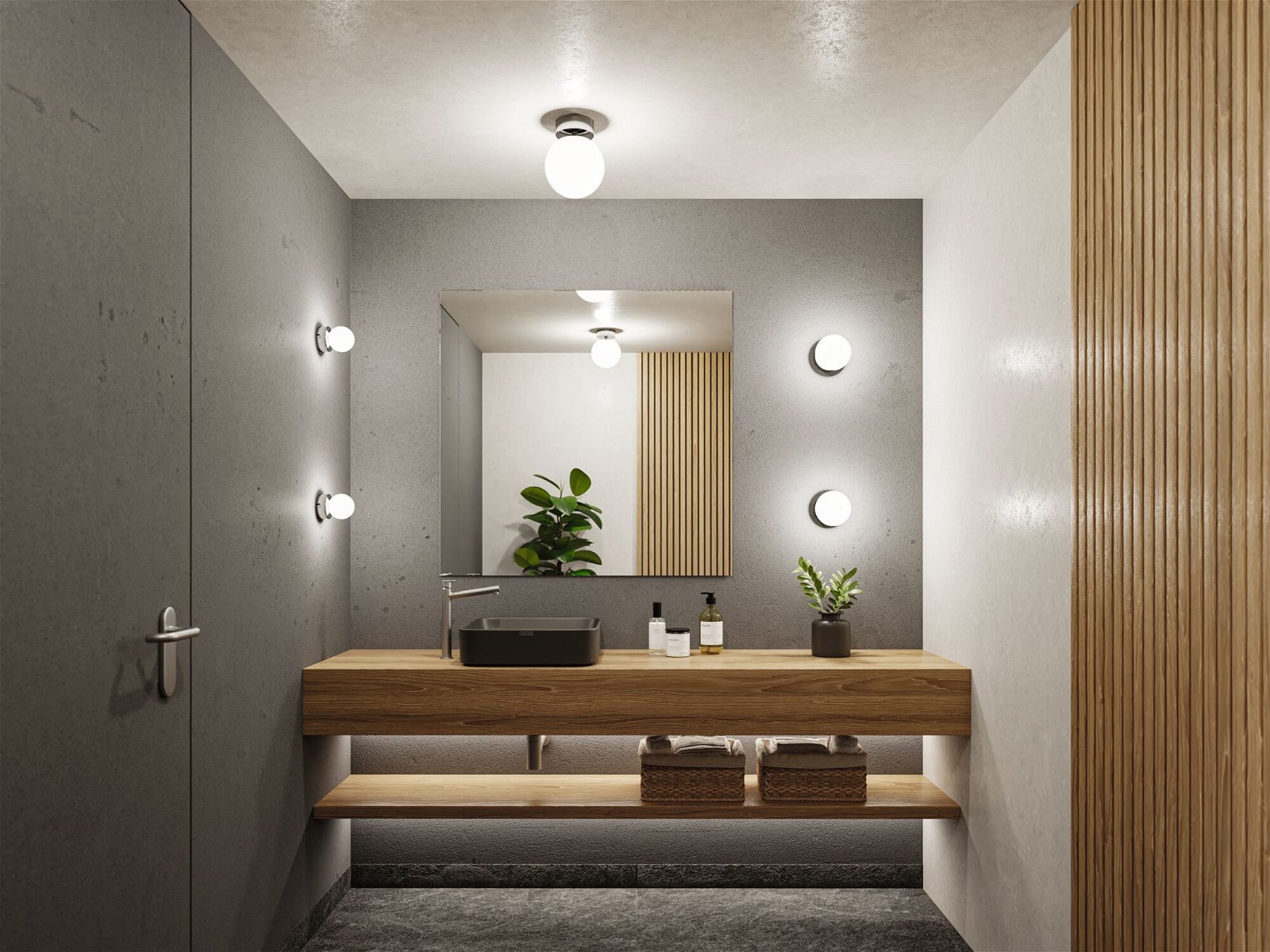 Selection Bathroom LED Ceiling luminaire Gove IP44 3000K 900lm 230V 9W Chrome/Satin