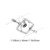 Moderner quadratischer Seilstrahler aus silbernem Metall für flexible Beleuchtungssysteme.
