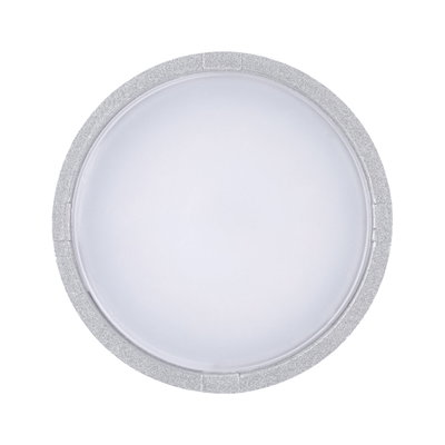 Plafonnier rond avec cadre argenté et diffuseur plastique laiteux pour éclairage intérieur